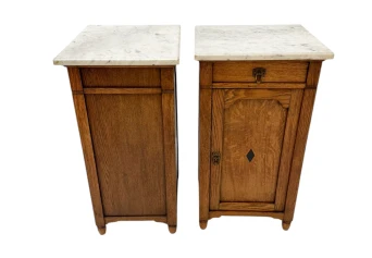 Two Arts & Crafts Art Nouveau Oak Nightstands or Bedside Tables, 1900s